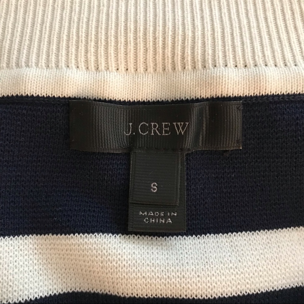 J. Crew Navy and White Off-the-Shoulder Sweater - Picture 3 of 5